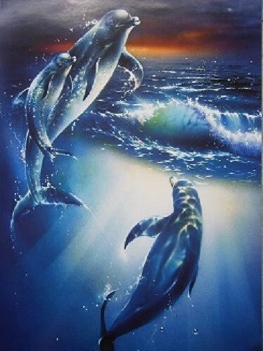 Mini Poster Oceanic Sunset Dolphins - Image 1 of 1