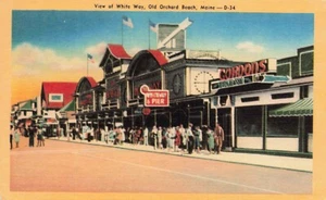 Blick auf White Way, Old Orchard Beach, Maine Vintage PC - Bild 1 von 2