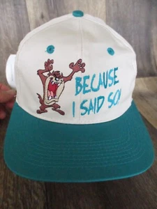 VTG Taz "Because I Said So" Hat 1996 Warner Bros Looney Tunes SnapBack NEW #2 - Picture 1 of 4