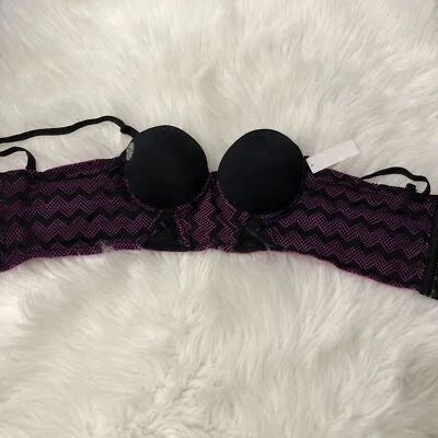 Sujetador push up Bella para mujer Pearlle correa ajustable negro rosa talla 34B NUEVO Foto 1 de 4