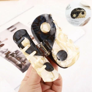 Hair Acrylic Semicircle Tai Chi Black White Clip Yin Yang Claws Hairpin Head - Picture 1 of 13