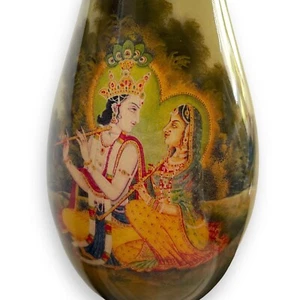 Vase India Chinmaya Gramodyog Radha Krishna Enamel On Brass - Picture 1 of 13