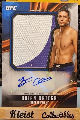 2019 Topps UFC Knockout 44/99 Brian Ortega Autograph Jumbo Fight Mat Relic Card - Image 1 of 4