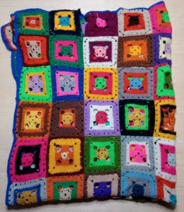 Hand Made Crochet Granny Squares Afghan Blanket (Read) 75" x 61" Colorful - Picture 1 of 3