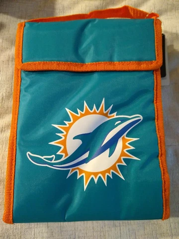 NFL MIAMI DOLPHINS INSULATED LUNCH BAG WITH hook loop CLOSURE 9x6x4 Cover