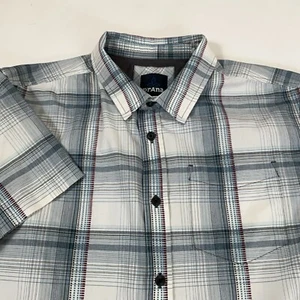 Prana Short Sleeve Button Up Shirt Men’s L Blue Muti Color Plaid Organic Cotton - Picture 1 of 11