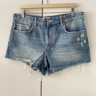Free People Good Times Denim Shorts Size 31 UK 16 Distressed - Image 1 of 4