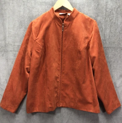 Jaqueta Shacket Feminina Studio Works Tamanho 16 Laranja Zíper Completo Camurça Artificial  - Imagem 1 de 4