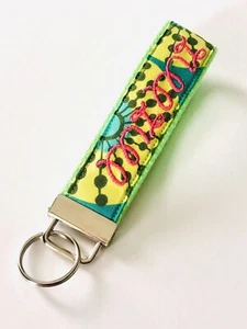 wristlet handmade Key Fob/ Yellow Lime Green,/ Personalized/ Monogram - Picture 1 of 6