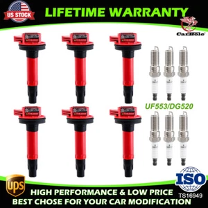 6 Spark Plugs and Ignition Coil Pack For 2013-2016 Lincoln MKS MKT 3.7L V6 DG520 - Picture 1 of 20