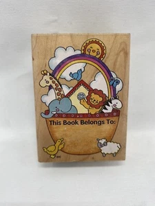 Noah's Ark Child's Bookplate Wood Rubber Stamp All Night Media 676H - Picture 1 of 3
