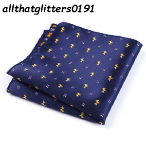 Navy With A Yellow Scotty Dog  Design Silk Square Handkerchief For Jacket Pocket