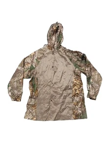 Real Tree Camouflage Waterproof Raincoat Men's Large Hooded Woodland Camo - Picture 1 of 11