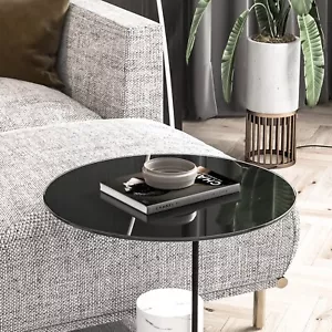 20" Round Tempered Glass Table Top, Black, 1/4" Thick, Polished Edge - Picture 1 of 12