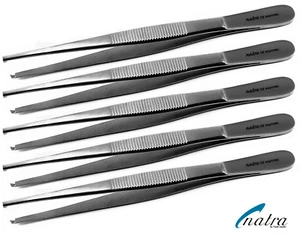 5x Thumb tissue forceps 6" 1x2 teeth Surgical anatomic Tweezers straight NATRA - Picture 1 of 6