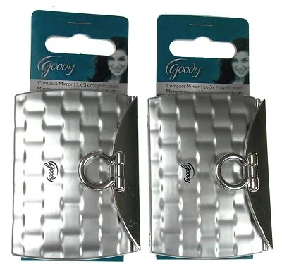 Lote de 2 espejos compactos Goody monedero plata 1x 3x aumento maquillaje pliegues de viaje Foto 1 de 3