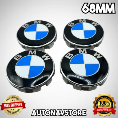 BMW Center Caps 68MM (SET OF 4) Wheel Caps Rim Caps For BMW Black/Blue/White - Image 1 of 4