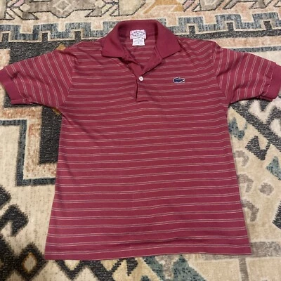 Camisa Polo Manga Corta Lacoste Gator Talla 16 Rayas Niñas Jóvenes Rosa De Colección Foto 1 de 3