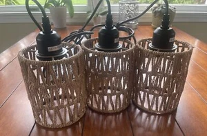 All Rattan , Pendant 3 Piece Light Set - Picture 1 of 3
