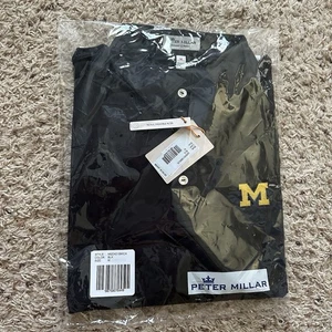 Peter Millar Summer Comfort Michigan Wolverines Golf Polo Mens Black Medium - Picture 1 of 5