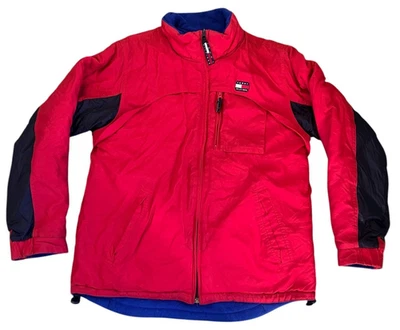 Vintage Tommy Hilfiger Reversible Jacket Men's Size XL Full Zip Red Nylon Blue - Image 1 of 4