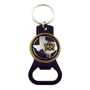 Masonic Car Key Chain TX Freemason Keyring Beer Soda Bottle Opener Keychain Ring - Picture 1 of 1