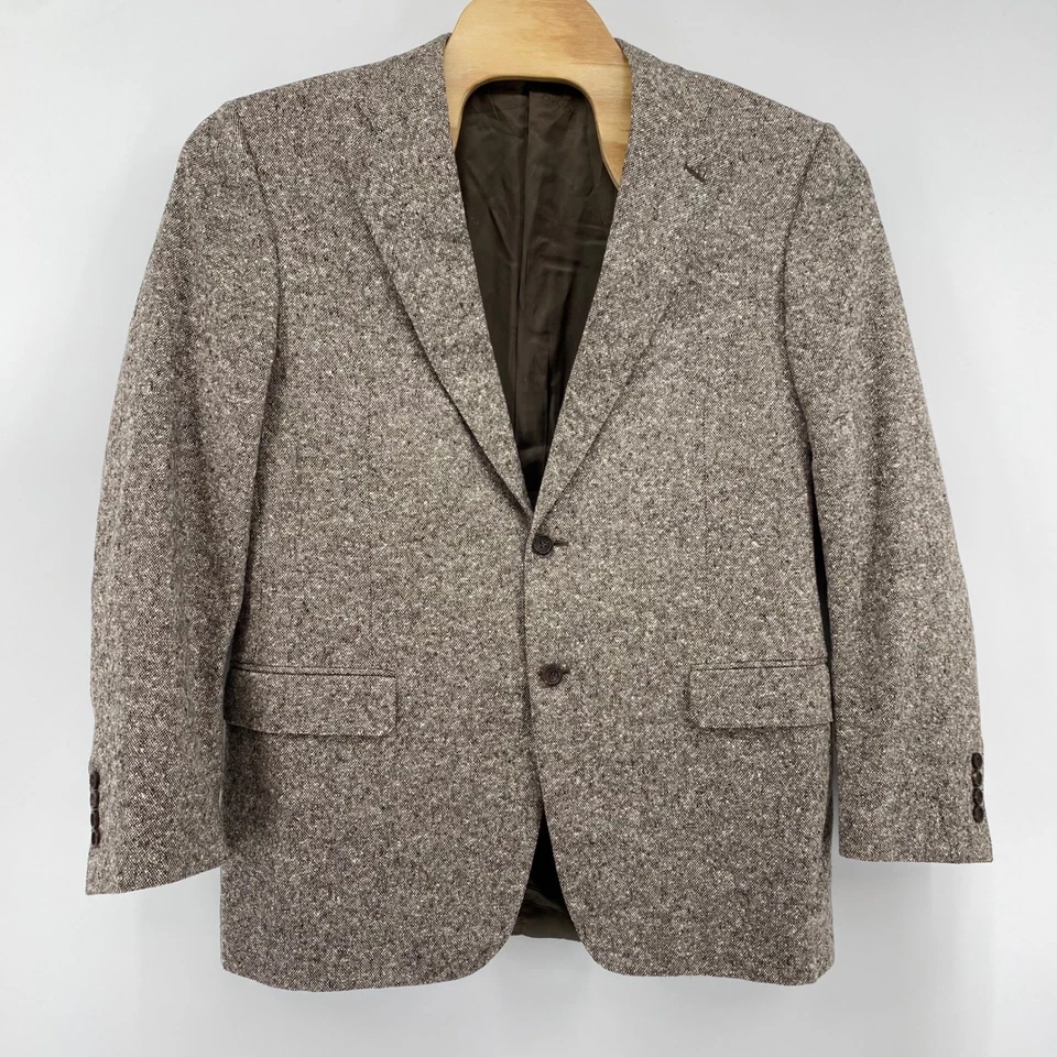 Canali Exclusive Mens 44 Wool Silk Blend Tweed Blazer Jacket Made in Italy Brown - Image 1 of 4