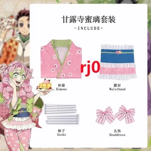 Anime Demon Slayer Kanroji Mitsuri Kimono Kleid Cosplay Kostüm Halloween Set - Bild 1 von 3
