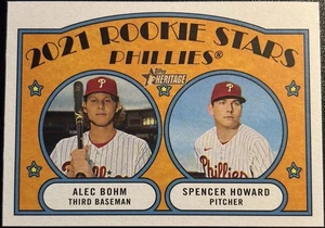 2021 Topps Heritage ROOKIE Stars Alec Bohm & Spencer Howard #11 Phillies Card! - Bild 1 von 2