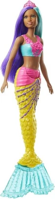 芭比 Dreamtopia 美人鱼 (2020) 紫色/麦色头发带头饰 11 英寸娃娃 #GJK10 — 第 1/3 张图片