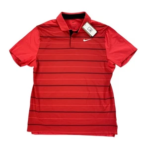 NEW Nike Tiger Woods TW Dri-Fit Striped Golf Polo Shirt Red Mens Sz M DR5318-850 - Picture 1 of 7