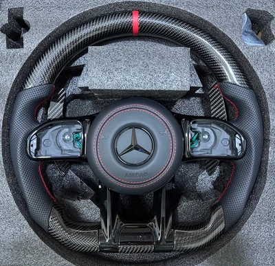 Volante de fibra de carbono de reemplazo para Mercedes-Benz AMG G53 G63 GLE Clase C43 Foto 1 de 4