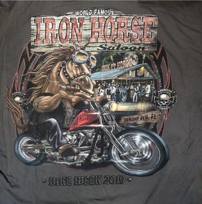 Iron Horse Saloon T- Shirt M Gray Bike Week 2019 - Image 1 of 4