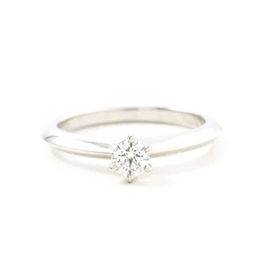 Tiffany Co Solitaire Diamond Ring Pt950 US.Size 4.75 Women Jewelry 0.22ct #00192 - Picture 1 of 9