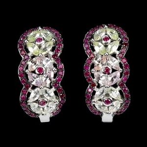 925 Sterling Silver Earrings Marquise Sapphire Ceylon Ruby Gemstone Jewelry - Picture 1 of 13