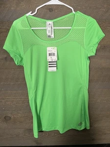 ADIDAS Shirt Women's Size S Athletic Running Short Sleeve Neon Green NWT - Picture 1 of 5