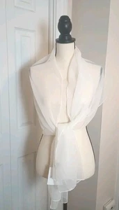 New JC Penney Sheer Wrap Scarf Shoulder Cover Up Ivory Day To Evening Versatile - Picture 1 of 9