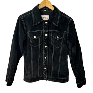 Chaqueta De Colección Amy Byer California Cuero Gamuza Negra Botón Mujer Talla Grande - Imagen 1 de 12