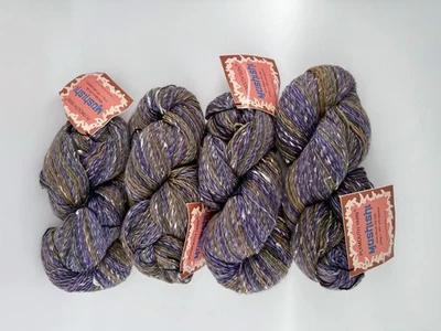 Hilo Plymouth Mushishi - Lote de 4 madejas 250 g color lana/seda 10 púrpura marrón Foto 1 de 4