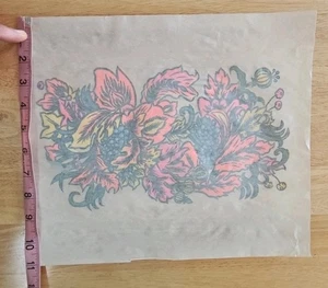 Vintage Heat Transfer Colorful Flowers - Picture 1 of 3