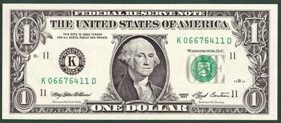 1993 $1 FRN DALLAS - "KD" BLOCK - SN K 06676411 D - UNC - Image 1 of 2