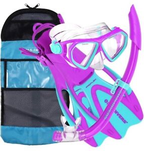 U.S. Divers Kids Mask, Proflex Fins, & Sea Breeze Snorkel Set Carry Bag  S Size