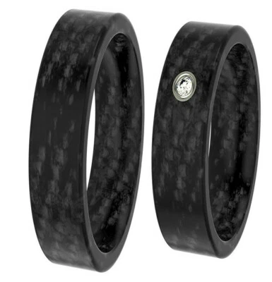 Ring Partnerringe Verlobungsringe Ehering Carbon + Diamant +Garantie od Zirkonia - Bild 1 von 4