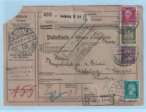Leipzig Paketkarte 1927 DR R-Stempel MiF Arburg Schweiz (-91 - Picture 1 of 2