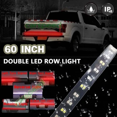 60" Dual Row LED Tailgate Light Turn Signal Bar Back up Brake Strip Car Truck — 第 1/4 张图片