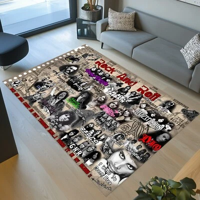 Carpet With Pictures Of 70s Singers, 70s Album Covers Rug, Rock Bands Carpet - Image 1 of 4