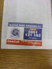 1996/1997 Queens Park Rangers: Official ClubCall Fixture List/Card (credit card