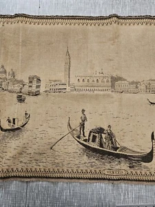 Vtg Italy Tapestry Venice Gondolas Wall Decor ~65 × 24.5 Inchs Venezia Long - Picture 1 of 22