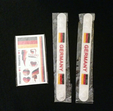 NEW ~ FIFA World Cup Soccer ~ GERMANY ~  2 Silicone Flag Bracelets + Fan Tattoos Cover