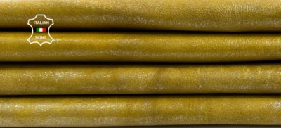 CORN YELLOW SHIMMER GLITTER COATED Goatskin leather 2 skins 9sqf 1.3mm #C4803 - Image 1 of 4